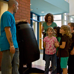 Joshua interacts with the kids.