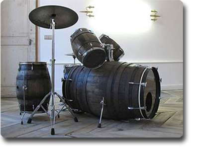 Repurposed Oak Barrel Drum Set... So cool!!!