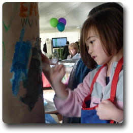 Child Painting Recycling Barrel