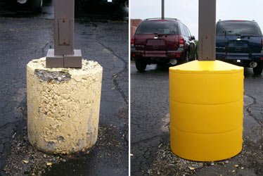 light pole guard before and after